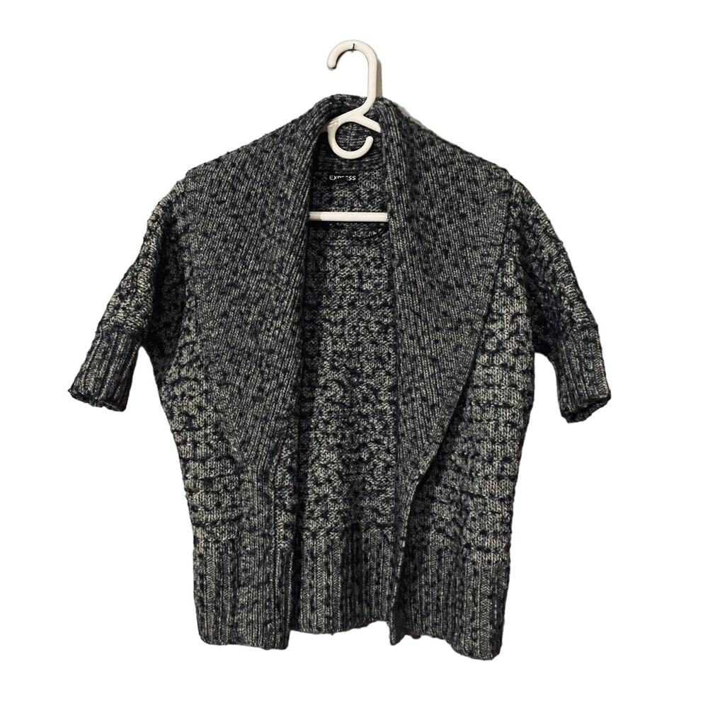 Express Gray Short Sleeve Knit Open Front Cardigan Sweater Women’s Small